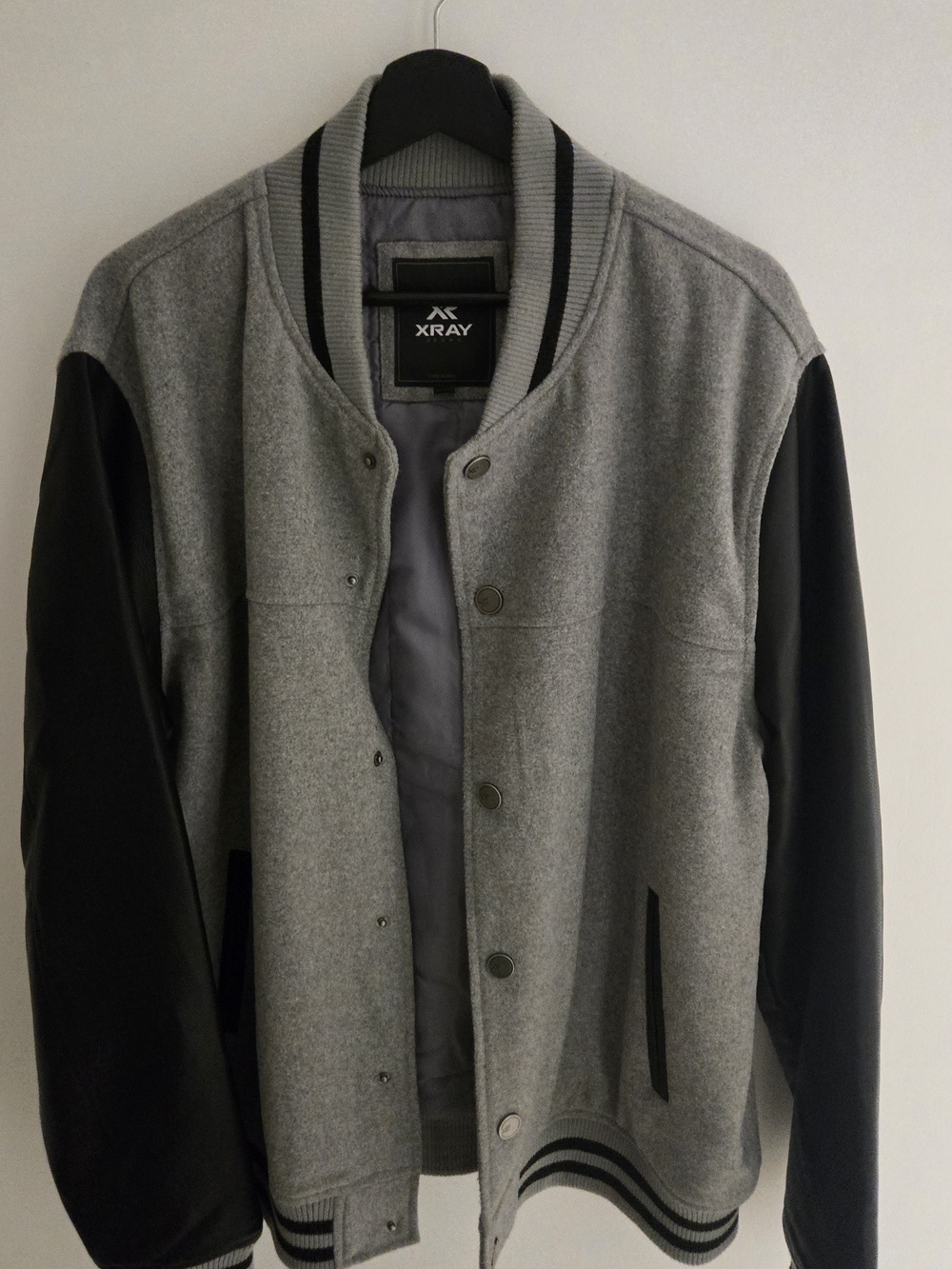 Xray Men's Gray & Black Varsity Bomber Jacket